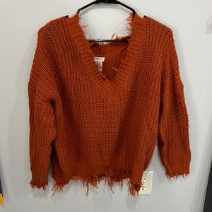 Burnt orange cable knit sweater